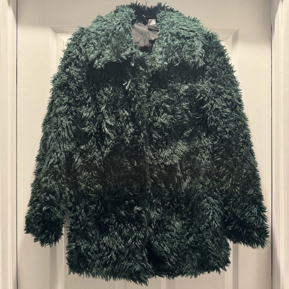 H&M Green Faux Fur Jacket